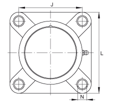 軸承座單元 PCJ50-TV-FA125.5, 四孔塑料軸承座，帶偏心鎖圈的外球面球軸承，帶 Corrotect? 涂層，P型密封