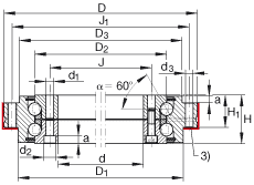 推力角接觸球軸承 ZKLDF120, 雙向，螺釘安裝，兩側帶密封蓋