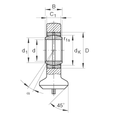 液壓桿端軸承 GK60-DO, 根據(jù) DIN ISO 12 240 標(biāo)準(zhǔn)，帶焊接面，需維護(hù)