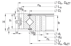 交叉滾子軸承 XI120288-N, 有內齒，兩側唇密封