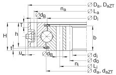 四點接觸球軸承 VI160288-N, 有內齒，兩側唇密封