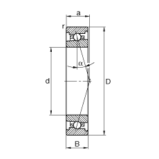 主軸軸承 HS7028-C-T-P4S, 調節(jié)，成對安裝，接觸角 α = 15°，限制公差