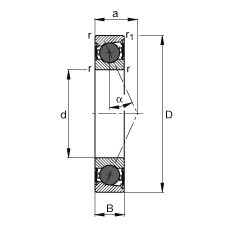 主軸軸承 HCB7013-E-2RSD-T-P4S, 調節，成對或單元安裝，接觸角 α = 25°，陶瓷球，兩側唇密封，非接觸，限制公差