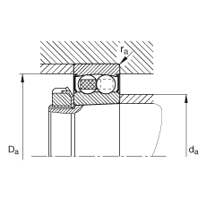 自調(diào)心球軸承 2208-K-2RS-TVH-C3, 根據(jù) DIN 630 標(biāo)準(zhǔn)的主要尺寸, 錐孔，錐度 1:12，兩側(cè)唇密封