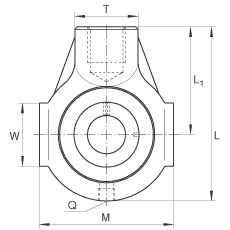 吊裝式軸承座單元 THE45, 鑄鐵軸承座,帶偏心鎖圈的外球面球軸承,T 型密封 吊裝式軸承座單元 THE45, 鑄鐵軸承座,帶偏心鎖圈的外球面球軸承,T 型密封