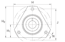 軸承座單元 RATRY30, 帶三個螺栓孔的法蘭的軸承座單元,鋼板, 內圈帶平頭螺釘, P型密封 軸承座單元 RATRY30, 帶三個螺栓孔的法蘭的軸承座單元,鋼板, 內圈帶平頭螺釘, P型密封