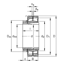 調心滾子軸承 22322-E1-K + H2322, 根據 DIN 635-2 標準的主要尺寸, 帶錐孔和緊定套